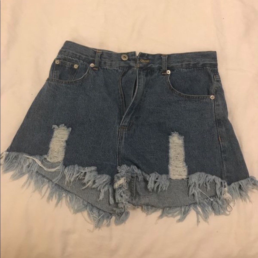 High waisted jean shorts